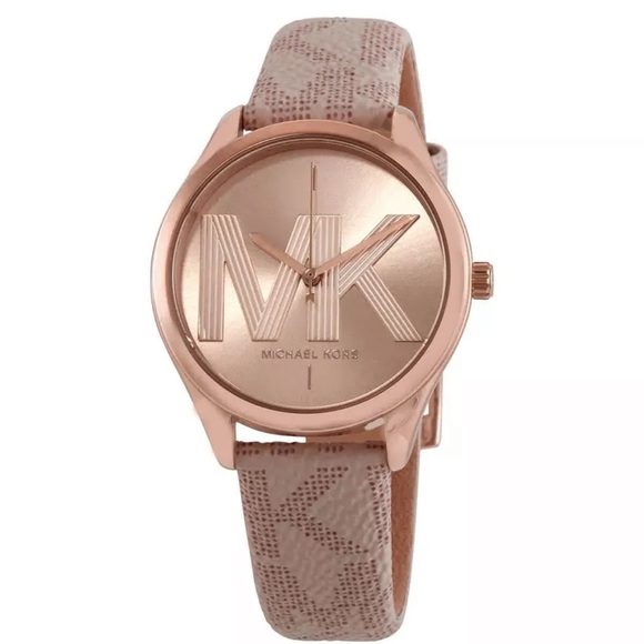 New Michael Kors Runway Jaycie Rose Gold PinkMK Women’s...
